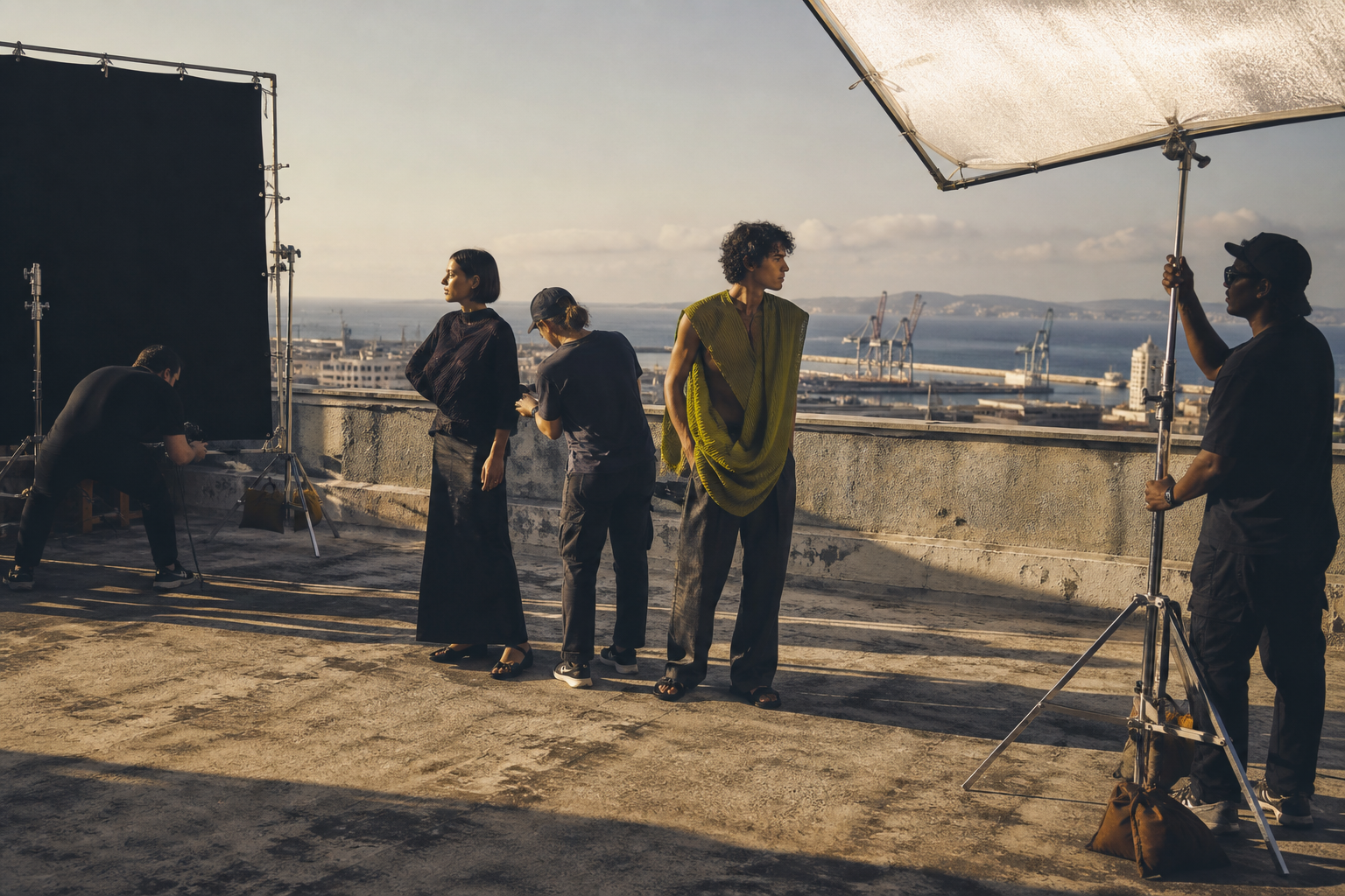 Production photo sur un toit de Marseille